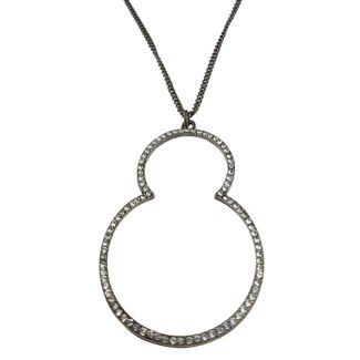 Sweet Lola Necklace - Antique Bronze Key Hole Pendant with Clear Crystals