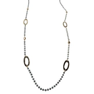Sweet Lola Necklace - Matte Grey Beads with Gold Oval Links - 40"