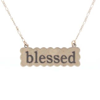 Top Shelf Jewelry Scalloped Brass Engraved Necklace - Blessed