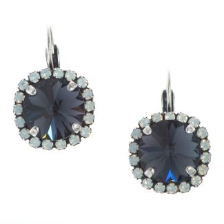 YPMCO 12mm Black And White Swarovski Crystal Earrings - Elegant