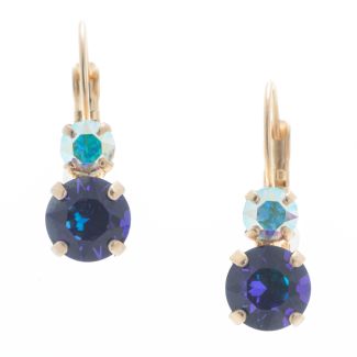 YPMCO 8mm Purple Heliotrope Crystal Earrings with Top Stone