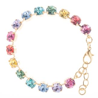 YPMCO 8mm Swarovski Crystal Tennis Bracelet - Rainbow Pastel Combo