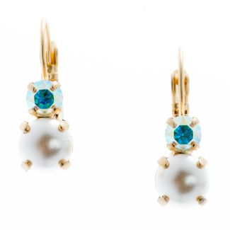 YPMCO 8mm White Pearl Earrings with AB Top Stone