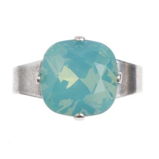 YPMCO Silver And Pacific Opal Swarovski Crystal Ring