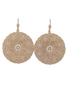 Catherine Popesco Large Lacy Filigree Gold Medallion Earrings