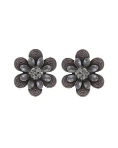 Konplott Jewelry - Mille Fleurs Pink Enamel Crystal Flower Stud Earrings
