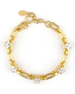 Catherine Popesco Emerald Cut Clear Crystal Gold Link Bracelet - Asst. Colors