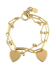 Catherine Popesco Gold Heart Charms on Paper Clip Chain Bracelet