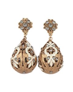 Catherine Popesco Crystal Post French Enamel 3D Teardrop Earrings