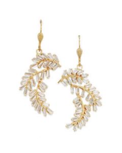 Elegant Catherine Popesco Gold Crystal Cluster Baguette Earrings