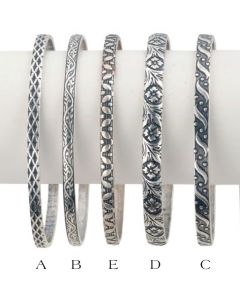 Catherine Popesco Sterling Silver Plated Stamped Bangles - Five Designs