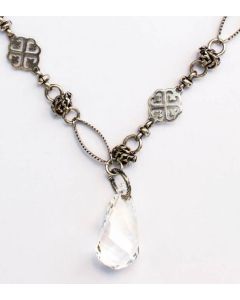 Catherine Popesco Large Ornate Chain with Crystal Helix Pendant - Silver or Gold