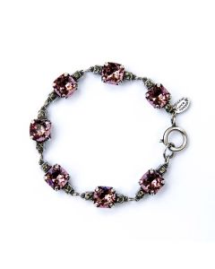 Medium Stone Crystal Bracelet - Vintage Pink and Silver
