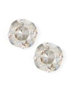 Stud or Post Large Stone Crystal Earrings - Shade and Silver