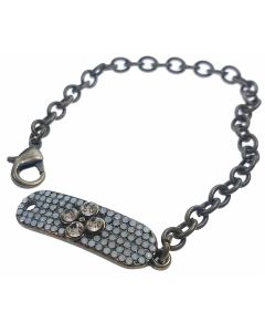 Sweet Lola ID Dog Tag Style Bracelet White Opal & Clear Crystals