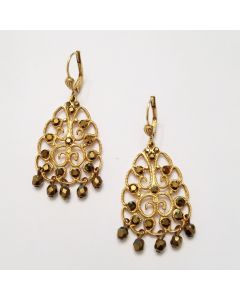 Catherine Popesco Dorado Crystal Beaded Filigree Earrings
