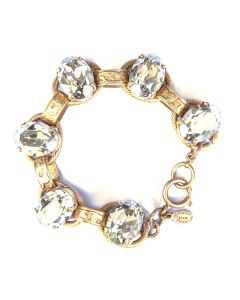 Catherine Popesco Oval Stone Ornate Bracelet in Gold and Clear Crystal