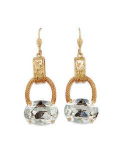 Catherine Popesco Oval Stone Gold Link Crystal Earrings - Shade