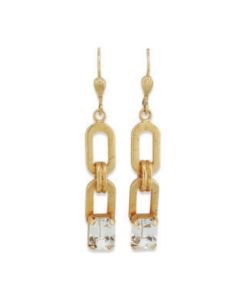 Catherine Popesco Emerald Cut Crystal Gold Link Earrings - Assorted Colors