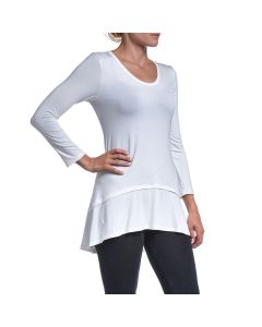 Ivory Long Sleeve High-Low Swing Top by Accent