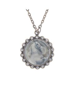 Angelz Design Rodeo Queen Jewelry Crystal White Horse Pendant Necklace - 35" Long