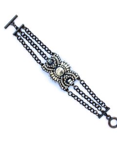 Antique Bronze Chain Bracelet with Clear Crystals by Sweet Lola