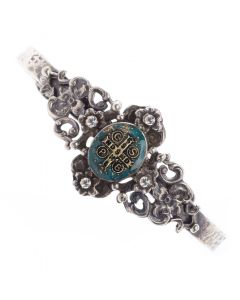 Barbosa Bracelet Silver & Teal Saint Benito Slim Renaissance Cuff