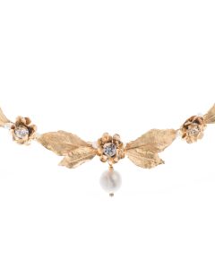 Barbosa Jewelry 24K Gold Plated Goddess Rose Pearl Drop Necklace