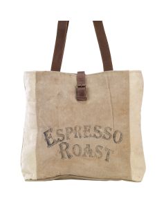 Re-purposed Tent Canvas & Leather Espresso Roast Tote Bag by Clea Ray