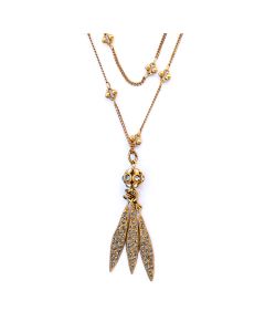 Catherine Popesco 42" Triple Dagger Gold Crystal Orb Necklace