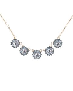 Catherine Popesco 5 Stone Crystal Flower Necklace - Clear & Black Diamond