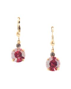 Catherine Popesco 8mm Round Small Stone Rose Crystal Earrings LV-6550BG-ROSE