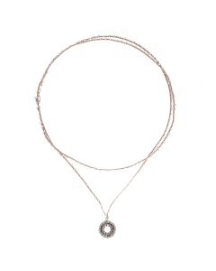 Catherine Popesco Beaded Cord Necklace with Crystal Circle