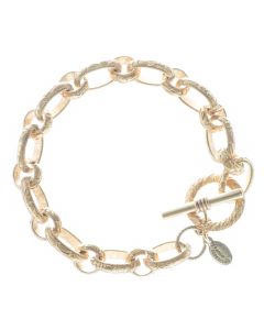 Catherine Popesco Bracelet - Stamped Oval Links in Brushed Gold or Silver