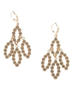 Catherine Popesco Cat Eye Chandelier Earrings - Black Diamond & Gold