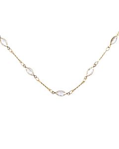 Catherine Popesco Clear Crystal Petite Marquis Gold Necklace LV-1261G