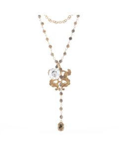 Catherine Popesco Crystal Charm Necklace with Natural Stone Chain