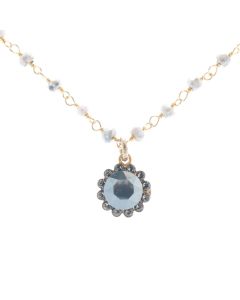 Catherine Popesco Crystal Flower Necklace with Semi Precious Beads