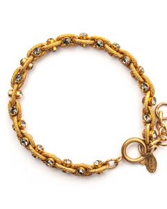 Catherine Popesco Black Diamond Crystal and Gold Rope Chain Bracelet