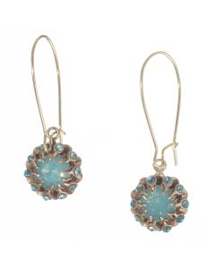 Catherine Popesco Double Crown Bezel Crystal Earrings - Pacific Opal