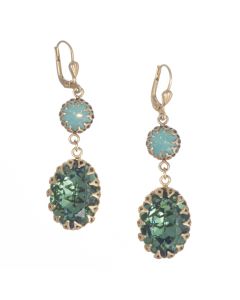 Catherine Popesco Double Encased Crystal Earrings - Pacific Opal & Marine