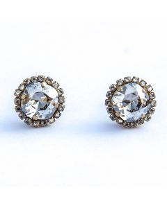 Catherine Popesco Large Stone Earrings with Small Crystals - Shade and Gold Post