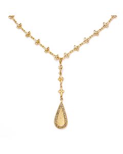 Catherine Popesco Enamel Teardrop Crystal and Gold Necklace 