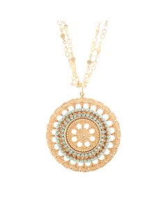 Catherine Popesco Flower Medallion Pacific Opal Crystal Necklace