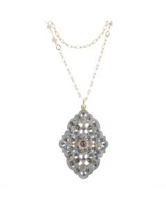 Catherine Popesco French Enamel Crystal Necklace with Natural Stone Chain