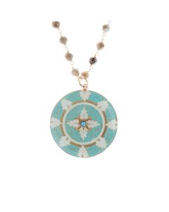 Catherine Popesco French Enamel Medallion Natural Stone Necklace