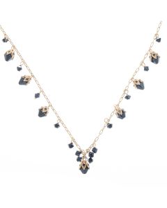 Catherine Popesco Jet Black and Gold Beaded Crystal Necklace