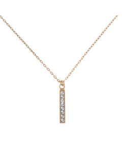 Catherine Popesco Gold Crystal Stone Bar Drop Necklace
