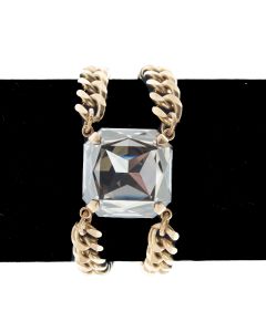 Catherine Popesco Gold Double Chain Large Square Shade Crystal Bracelet