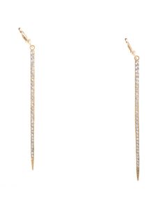Catherine Popesco Gold Ex-Long Crystal Stone Bar Dangle Earrings